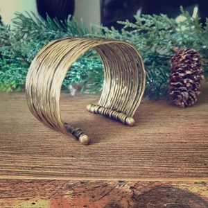 Gold Metal Hammered Cuff